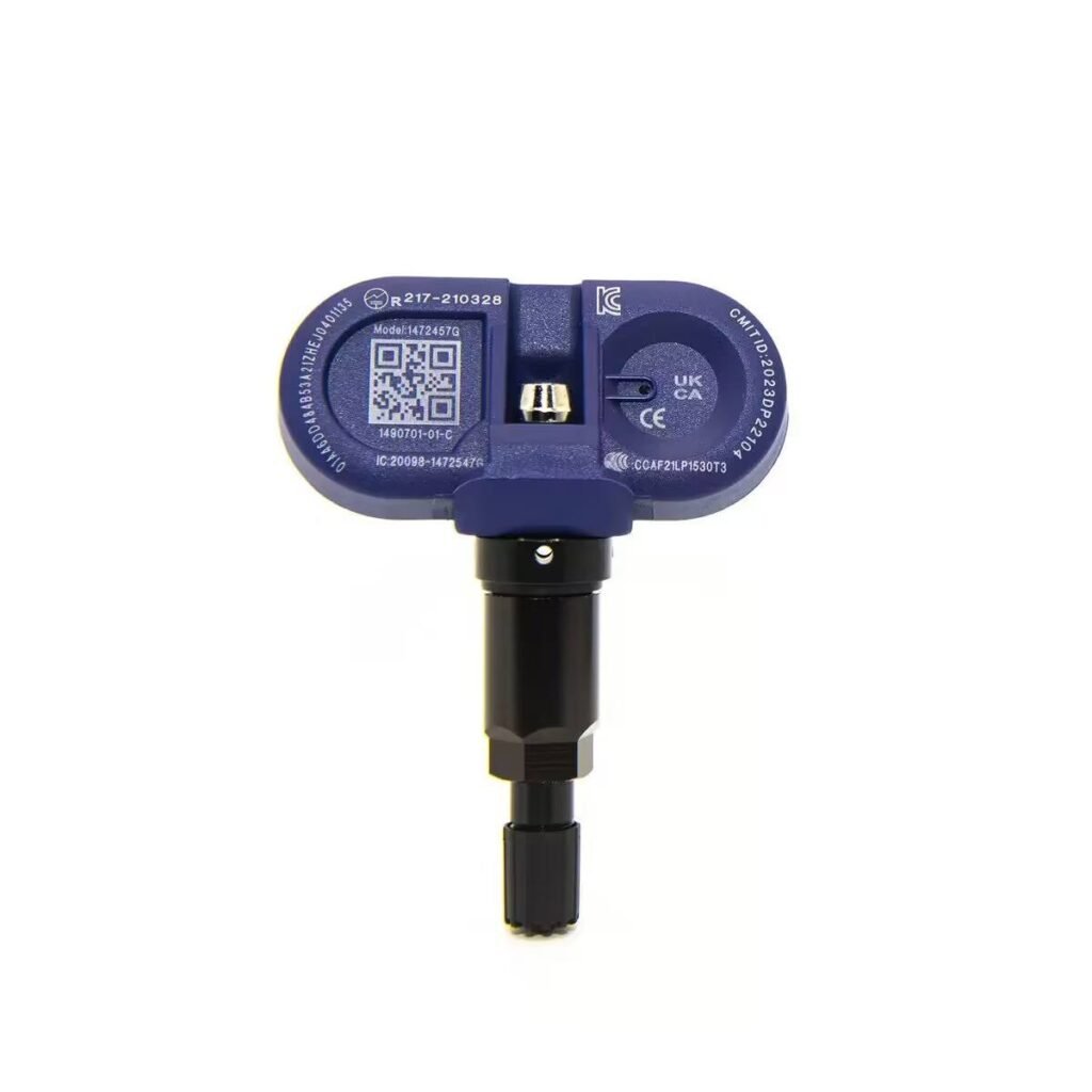 Single Bluetooth TPMS sensor 1490701‑01‑C front view for Tesla replacement